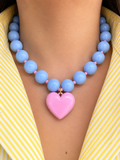 COLLAR CHICLE AZUL CON ROSADO