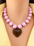 COLLAR CHICLE ROSA CON CAFE