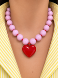 COLLAR CHICLE ROSA CON ROJO