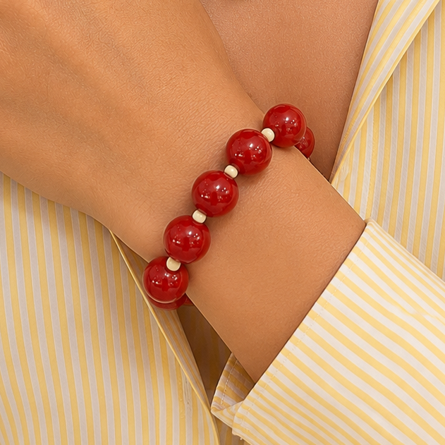 PULSERA CHICLE ROJO CON AMARILLO